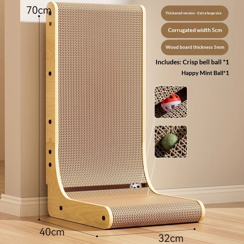 Durable L-shaped cat scratching board
