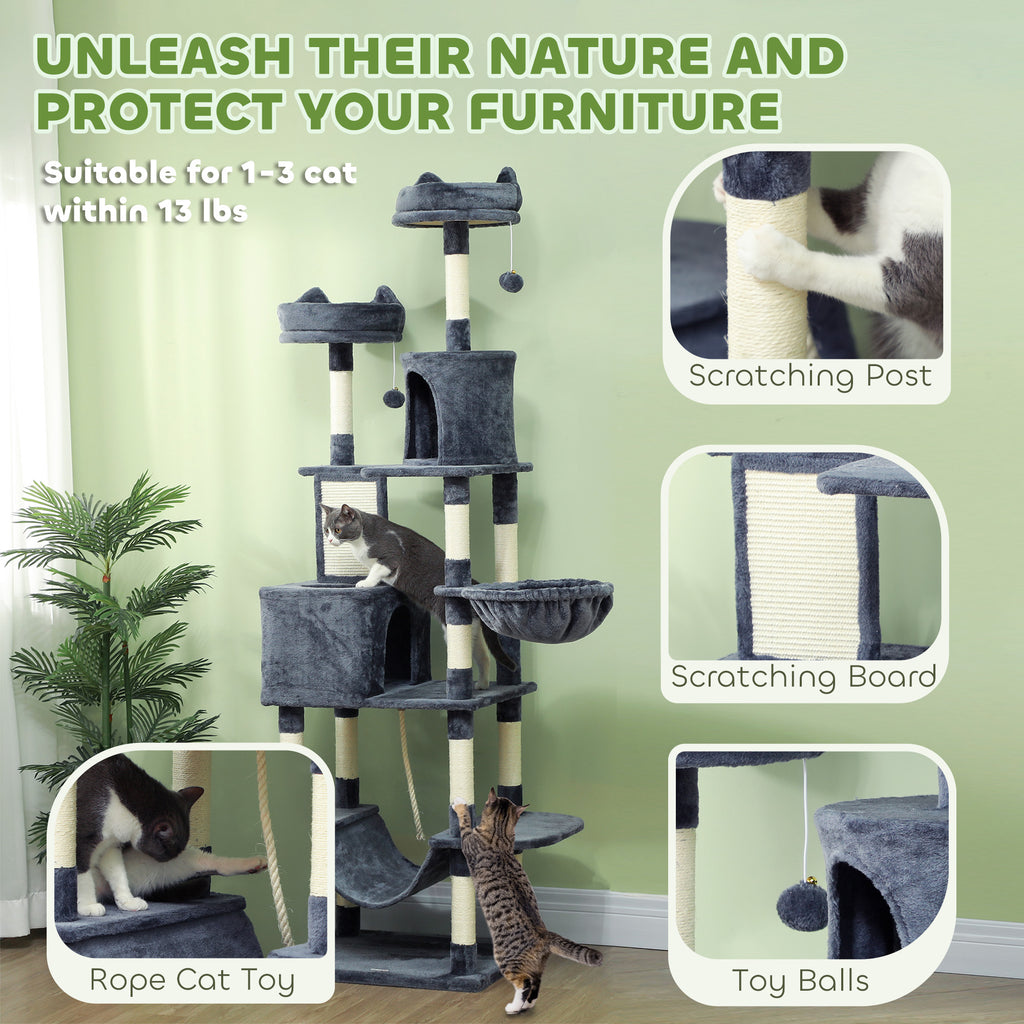 81" Gray Luxury Cat Tree