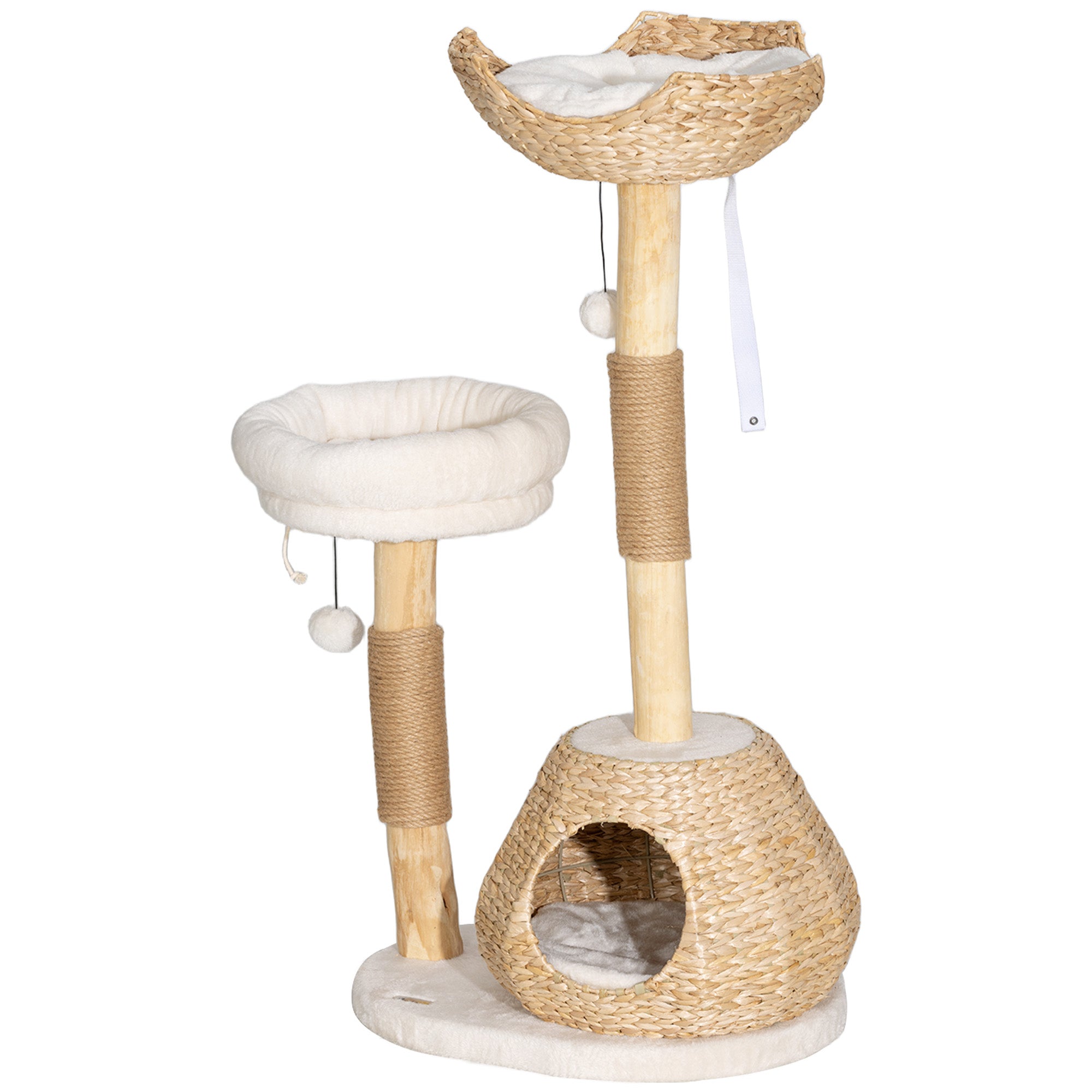 41" Cream White Wooden Cat Tree