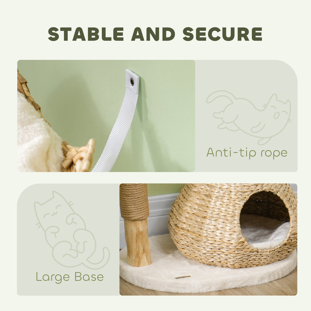 41" Cream White Wooden Cat Tree