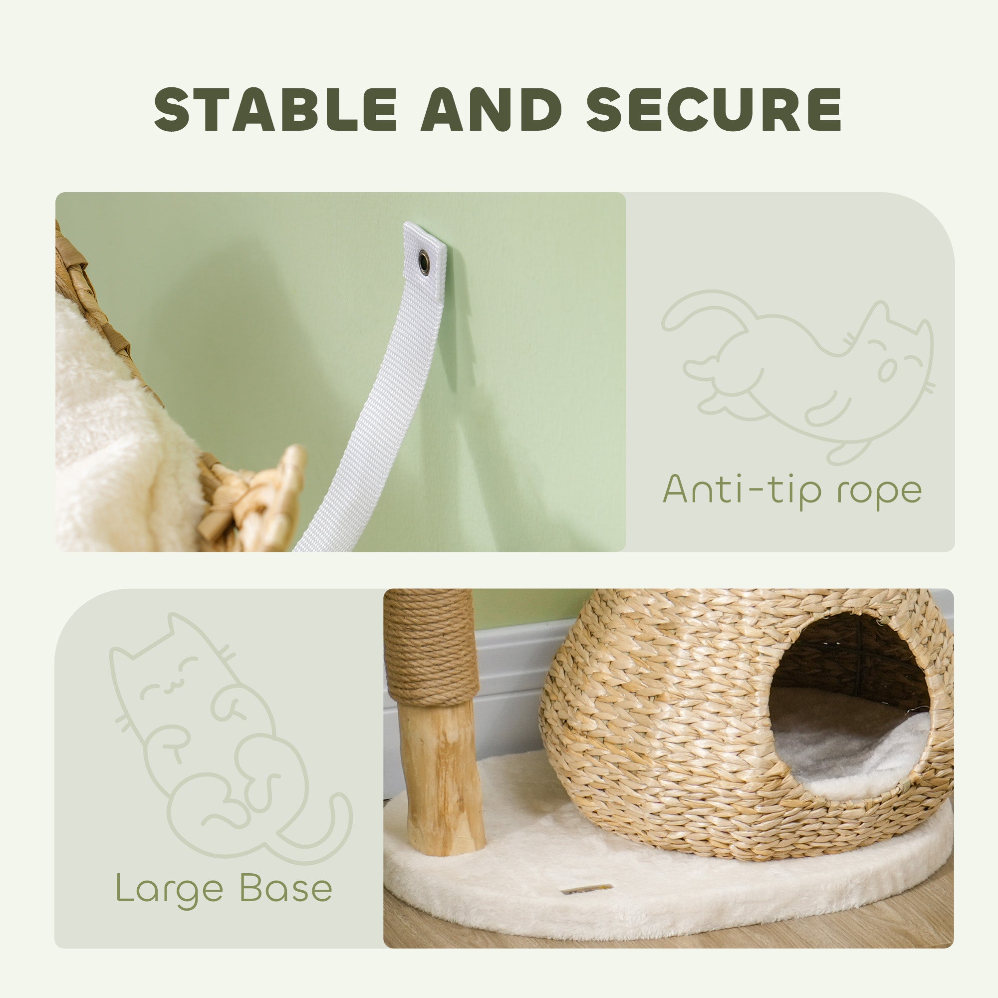 41" Cream White Wooden Cat Tree