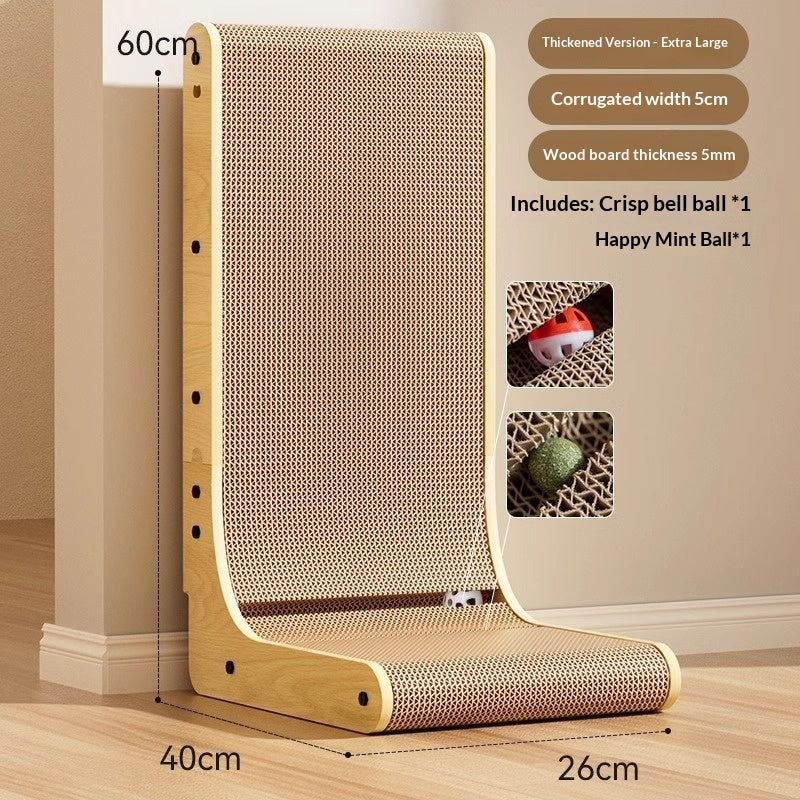 Durable L-shaped cat scratching board