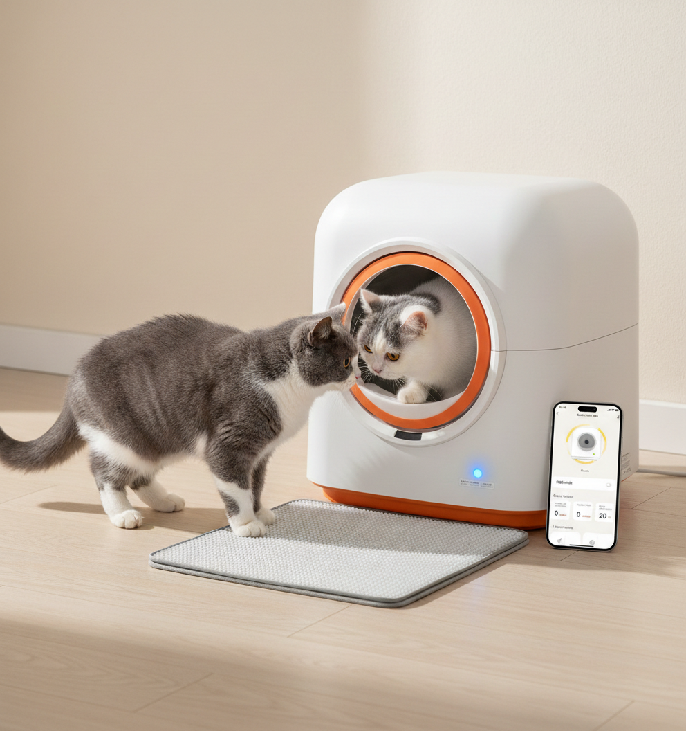 Self-Cleaning Cat Litter Box – 60L XL Capacity with App Health Tracking for Multi-Cat Homes.