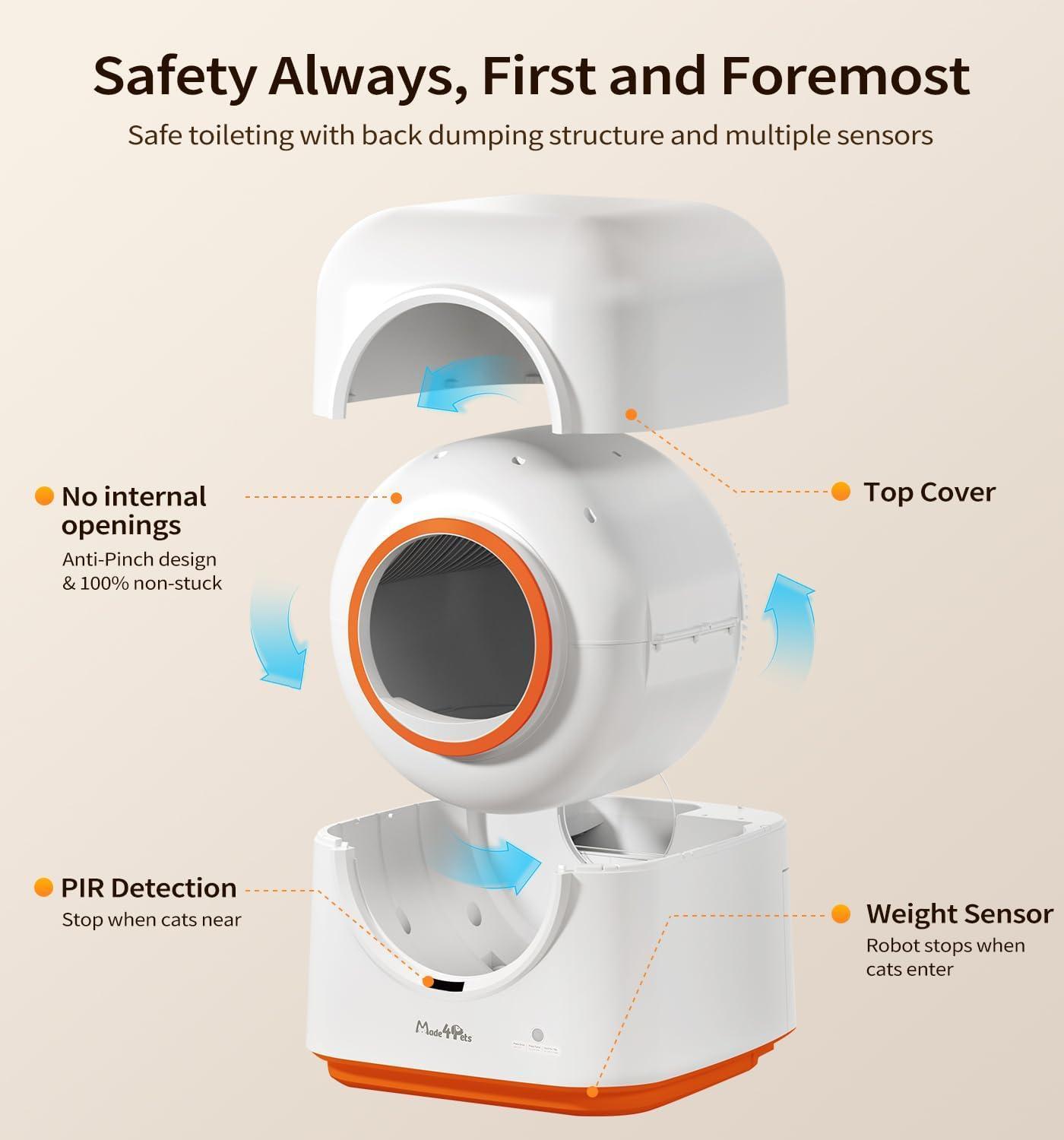 Self-Cleaning Cat Litter Box – 60L XL Capacity with App Health Tracking for Multi-Cat Homes.