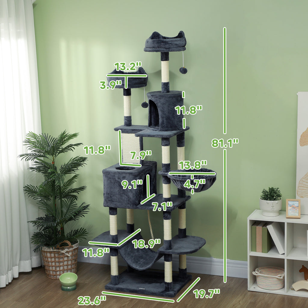 81" Gray Luxury Cat Tree