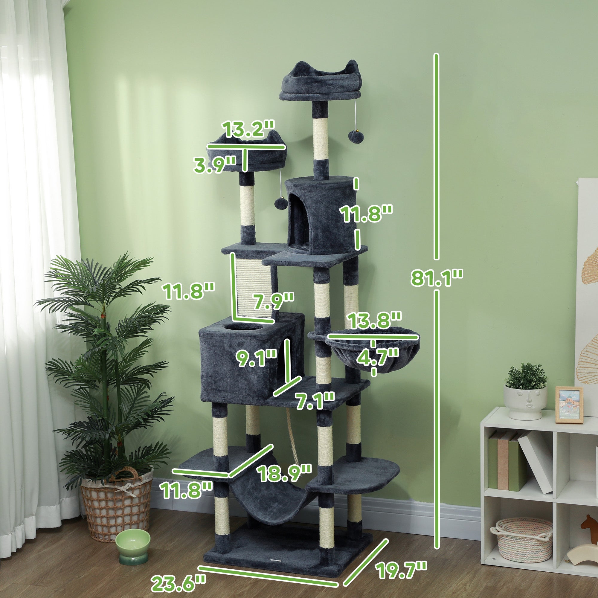 81" Gray Luxury Cat Tree
